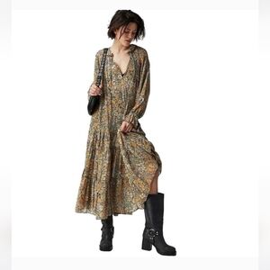 Free People FEELING GROOVY Floral Maxi Dress SzSmall